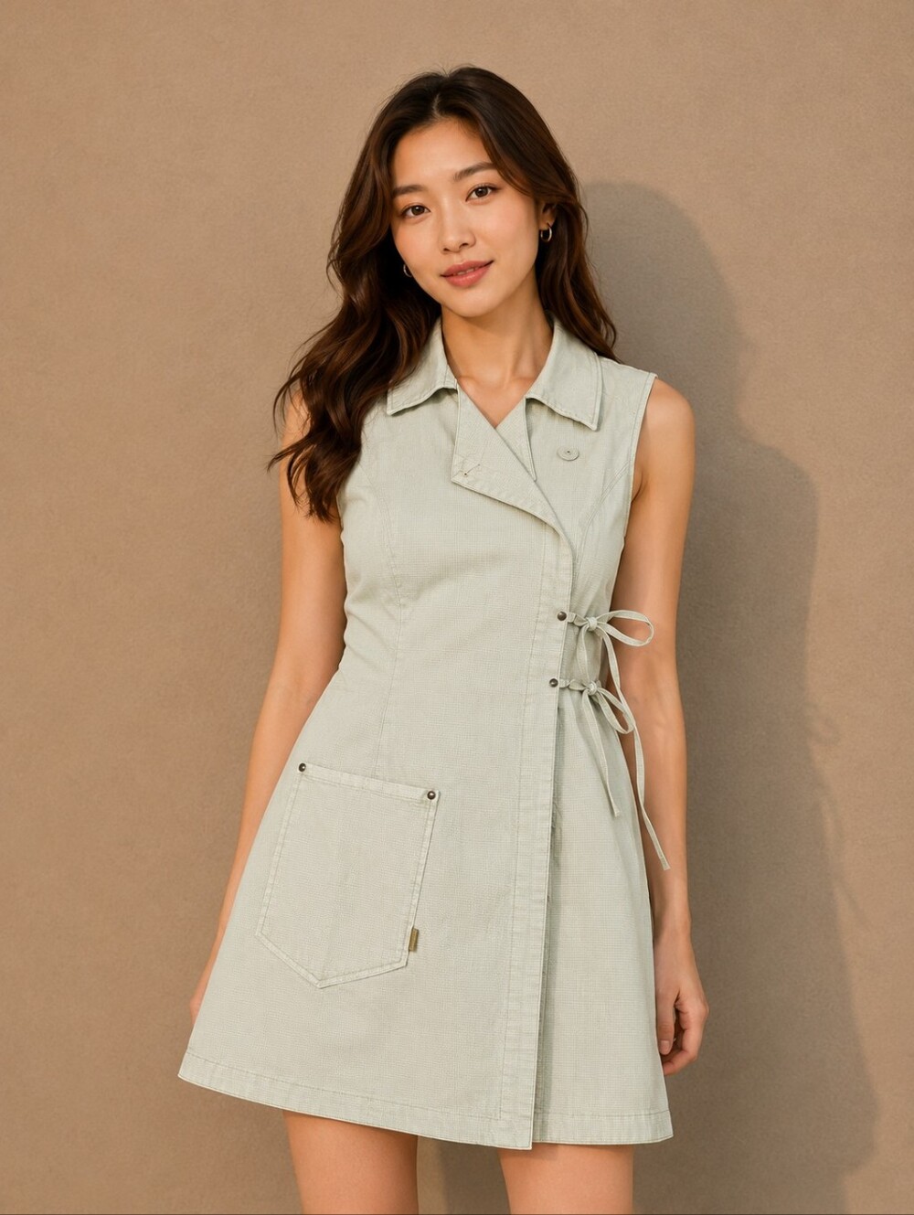 wild fable Cotton Sleeveless Cream Utility‎ Mini Dress Small